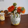 Hand Drawn Duck Shaped Ceramic Vase Animal Flowerpot Home Flower Arrangement Flower Vessels Dried Flower Vase Hydroponic Vases