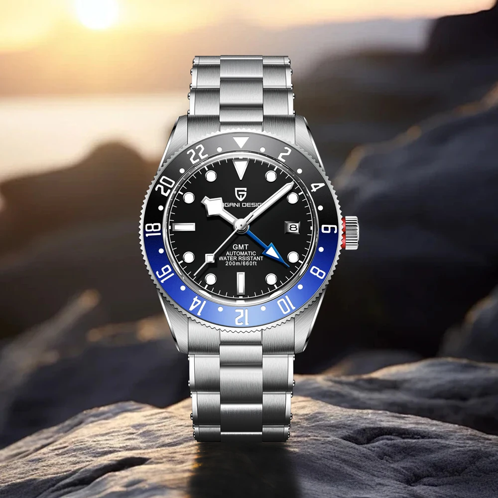 PAGANI DESIGN Herrenuhr, luxuriöse automatische mechanische Uhr, leuchtende Herrenuhr aus Saphirglas, Edelstahl 1706, wasserdicht Image