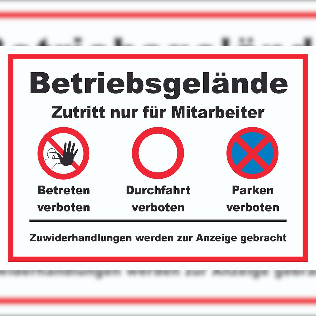 HB-Druck Schild Betriebsgelände Mitarbeiter Betreten Durchfahrt Parken A2 (420x594mm) Image