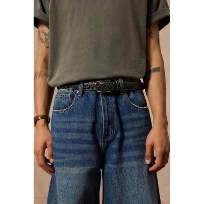 Loom Green Croc Faux Leather Belt - Brown S/M at Urban Outfitters