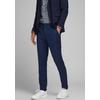 Anzughose JACK & JONES "JPRFRANCO Hose mit schmalem Bein und cleanem Look", Herren, Gr. 50, N-Gr, blau (schwarz navy), Web, Obermaterial: 78% Polyester, 17% Viskose, 4% Elasthan, 1% sonstige Fasern, unifarben, modisch, slim fit normal, Hosen,...