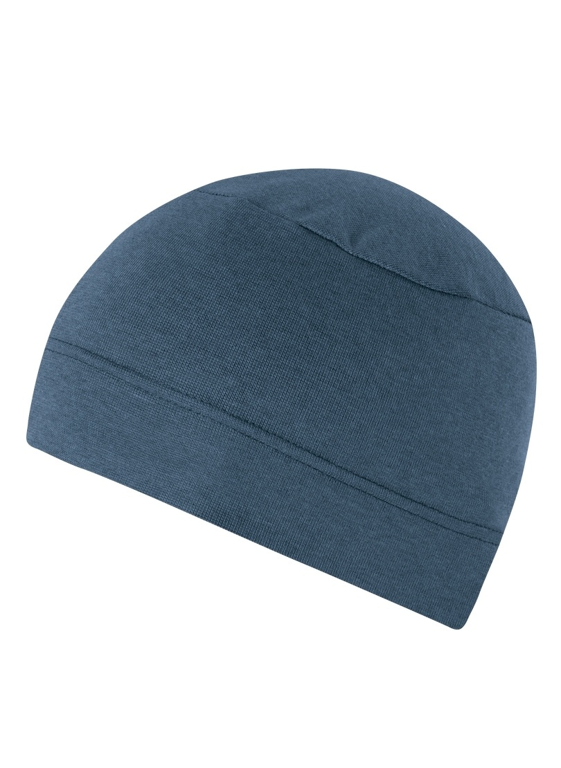 Strickmütze TRIGEMA "TRIGEMA Soft-Cap", Kinder, Gr. 900, blau (jeans, melange), Baumwollmischung, Mützen Image