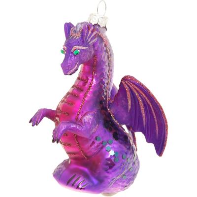Christbaumschmuck KREBS GLAS LAUSCHA "Drache, Violet, 12cm", lila (violett), B:8cm H:15cm T:10cm, Glas, Weihnachtsbaumschmuck, Christbaumschmuck aus Glas, mundgeblasen, handgefertigt, Figur Image