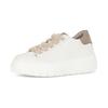 Plateausneaker GABOR, Damen, Gr. 39, weiß (weiß, beige), Nappaleder, Ziegenveloursleder, unifarben mit Farbeinsatz, sportlich, Schuhe, Schnürschuh, Halbschuh, Freizeitschuh mit Plüsch-Schnürsenkeln