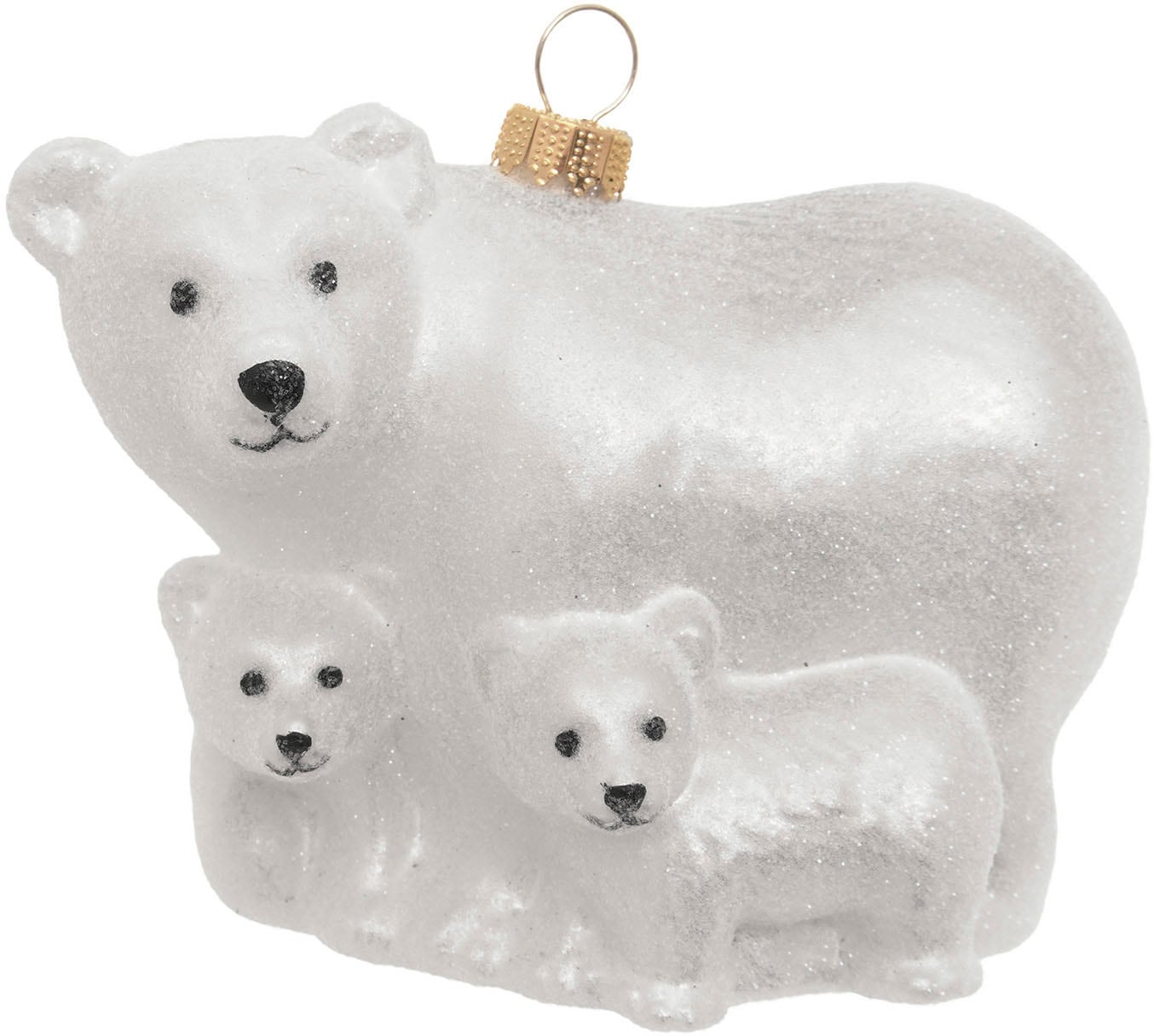 Christbaumschmuck KREBS GLAS LAUSCHA "Eisbärenfamilie, Weiß, 9cm", weiß, B:7,5cm H:10cm T:11,5cm, Glas, Weihnachtsbaumschmuck, Christbaumschmuck aus Glas, mundgeblasen, handgefertigt, Tierfigur Image