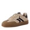Plateausneaker TAMARIS, Damen, Gr. 37, beige (beige kombiniert), Veloursleder, Glattleder, kontrastfarbene Details, sportlich, Schuhe, Freizeitschuh, Halbschuh, Schnürschuh mit gepolstertem Schaftrand