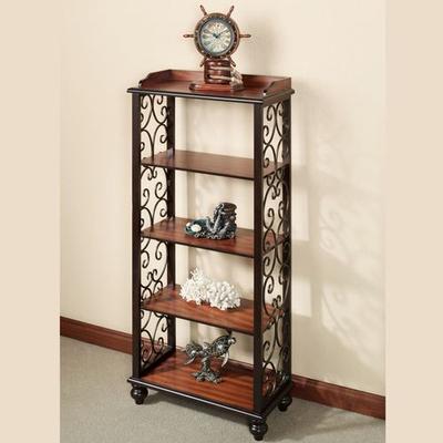 Ashburn 5 Tier Floor Shelf Regal Walnut Five Tier,...