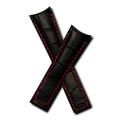 Watchstrapworld TH-GC-01-0531 - 22 mm Black Crocodile-Style Leather Deployment Watch Strap with red Stitching and red Leather Lining Compatible with TAG Heuer Carrera and Grand Carrera Models Listed