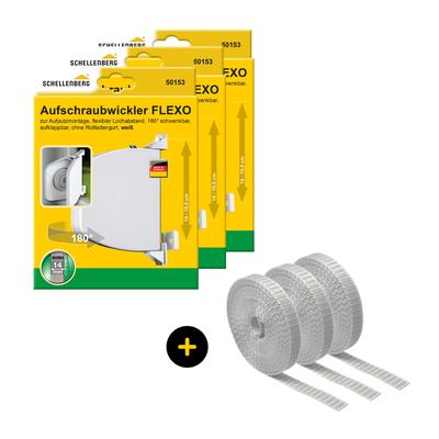 Aufputz-Gurtwickler SCHELLENBERG "Flexo für das Rollladensystem Mini, inkl. Rollladengurt in grau", grau (weiß, grau), 3 tlg., Gurtwickler, Aufschraubwickler aufklappbar, höhenverstellbar, 180 schwenkbar weiß Image