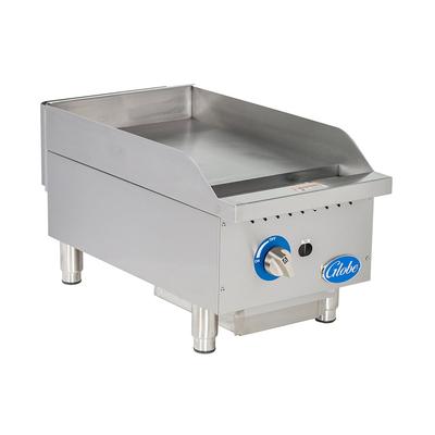 Globe GG15G 15" Gas Commercial Griddle w/ Manual Controls - 1" Steel Plate, Convertible, 15" Wide, Stainless Steel, Gas Type: Convertible