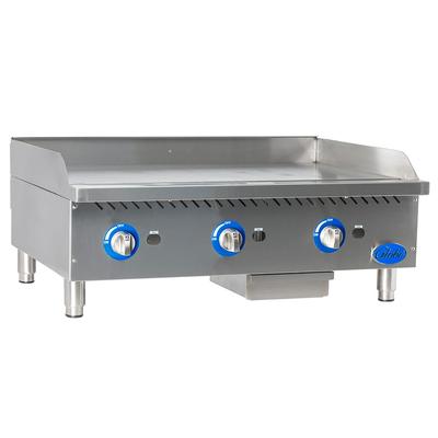 Globe GG36G 36" Gas Commercial Griddle w/ Manual Controls - 1" Steel Plate, Convertible, Stainless Steel, Gas Type: Convertible