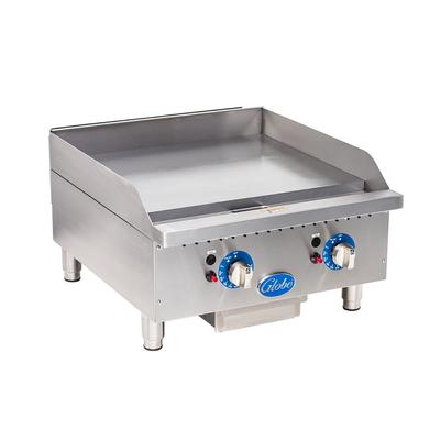 Globe GG24TG 24" Gas Commercial Griddle w/ Thermostatic Controls - 1" Steel Plate, Convertible, Stainless Steel, Gas Type: Convertible