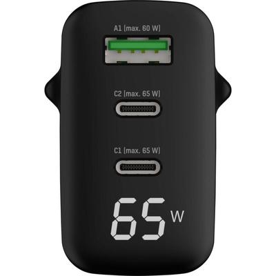 USB-Ladegerät mit Display HC365PD 65W usb Ladegerät 65 w 1x usb-a, 2x usb-c® usb pd Schwarz Image