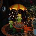 1 pièce extérieure étanche solaire tortue portant parapluie grenouille lampe décorative cour jardin parc pelouse chemin résine statue lampe paysage observation lumières