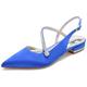 KUHAOFEU Women's Slingback Flat Shoes Closed Toe Formal Dress Shoes for Bridal Rhinestone Decor Wedding Business Evening Flats,Blue,4 UK