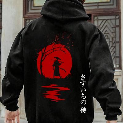 TEMU 1pc Men's Casual Hoodie With Alphabet Print, Stretch Knit Fabric, Loose Fit Hooded Sweatshirt With Pocket Image