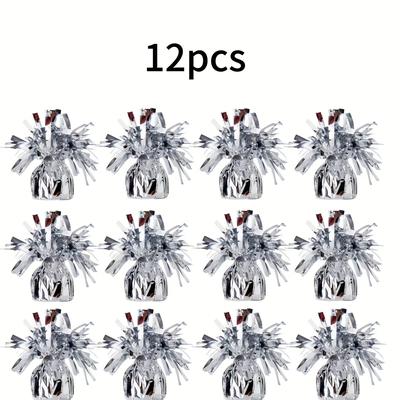 TEMU 12pcs Of Silvery Balloon Drops, Party Supplies, Birthday Party Supplies, Decoration Supplies, Balloon Decoration, Christmas Party Supplies, Balloon Weight Blocks Image