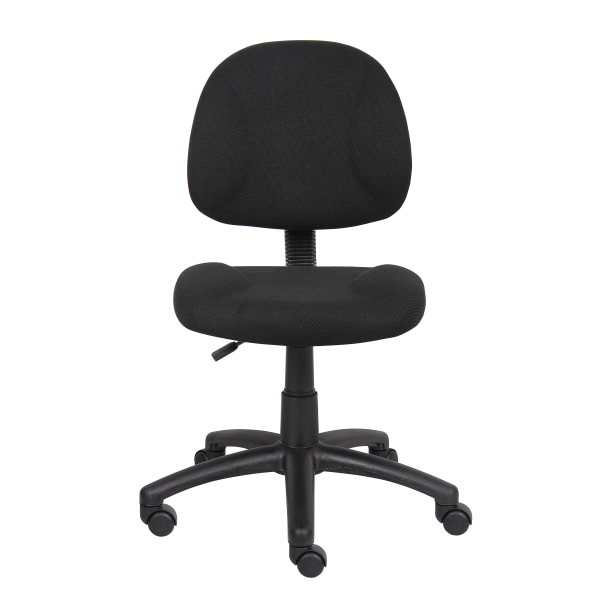 Boss Office Products Perfect Posture Deluxe Ergonomic Fabric Mid-Back Office Task Chair, Black