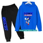 Moda Bambini Set di abbigliamento per ragazzi Sonic Felpe con cappuccio Pantaloni Bambini Cartoon Sonic Tute Vestiti per bambini Ragazzo Sonic Set
