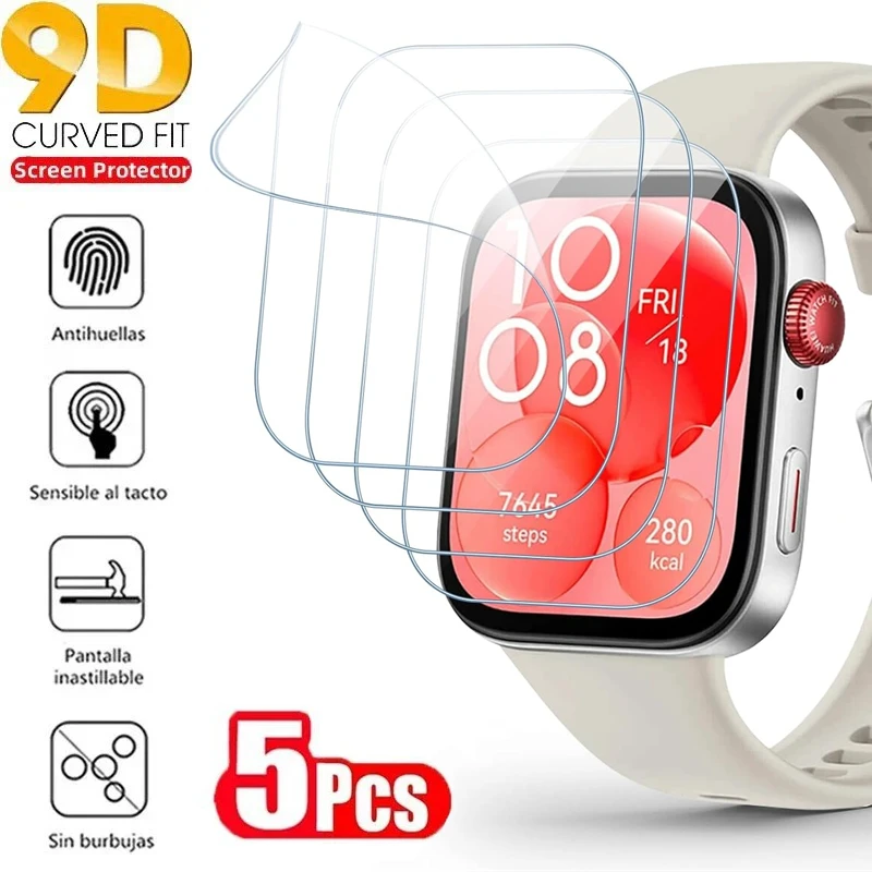 5PCS Displayschutzfolie für Huawei Watch Fit 3/4/4Pro/5Pro Anti Scratch Clear TPU Hydrogel Film Huawei Zubehör Schutzfolie Image