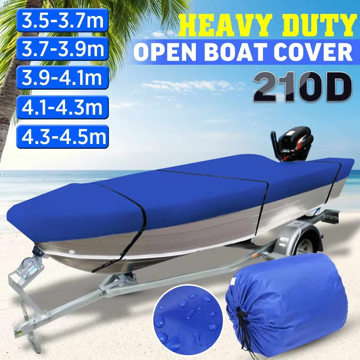 210d wasserdichte offene Boots abdeckung Sonnenschutz UV-beständige staub dichte Abdeckung Hochleistungs-Marine-offene Boots abdeckung 3,5 m-4,5 m universell