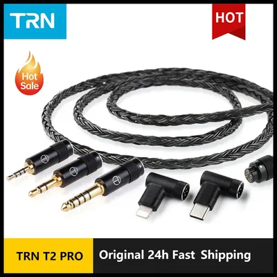 TRN T2 Pro16 Core Kopfhörer Versilbertes HiFi-Upgrade-Kabel 2,5/3,5/4,4/Typ C/Beleuchtung/QDC//MMCX/0,75/0,78 MT4 TA4 MT1MAX Image