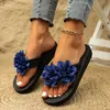 Neue Sommer Hausschuhe Outdoor Strand Flip-Flops Nette Blume Bogen Dekoration Casual Flache Hausschuhe Schuhe für Frauen Rutschen Plus größe 43
