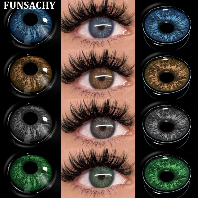 FUNSACHY 1 Paar IKEREL Farbkontaktlinsen für Augen Blau/Braun/Grau/Grün Softlens Natürliche Augenkontakte Jahreskosmetik Schüler Image