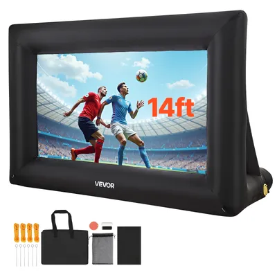 VEVOR 14/16/20FT Inflatable Projector Screen with 120W Air Blower Projector Screen for Outdoor Backyard Home Theater Theme Party