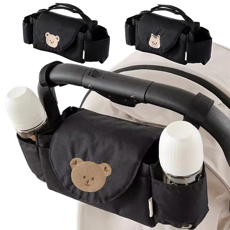 Baby Kinderwagen Tasche Cartoon Bär Eichhörnchen Stickerei Lagerung Taschen Im Freien Wasserdichte Tragbare Hängen Kinderwagen Organisatoren Zubehör Image