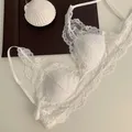 Reggiseno in pizzo con fiocco a coppa a triangolo per donna, intimo in raso con petto piccolo, reggiseno morbido e confortevole traspirante per ragazza dolce