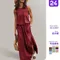 2025 Abito da donna Elegante moda Bellissimo abito da donna Girocollo da donna Abito senza maniche con spacco Tinta unita Gonna lunga casual