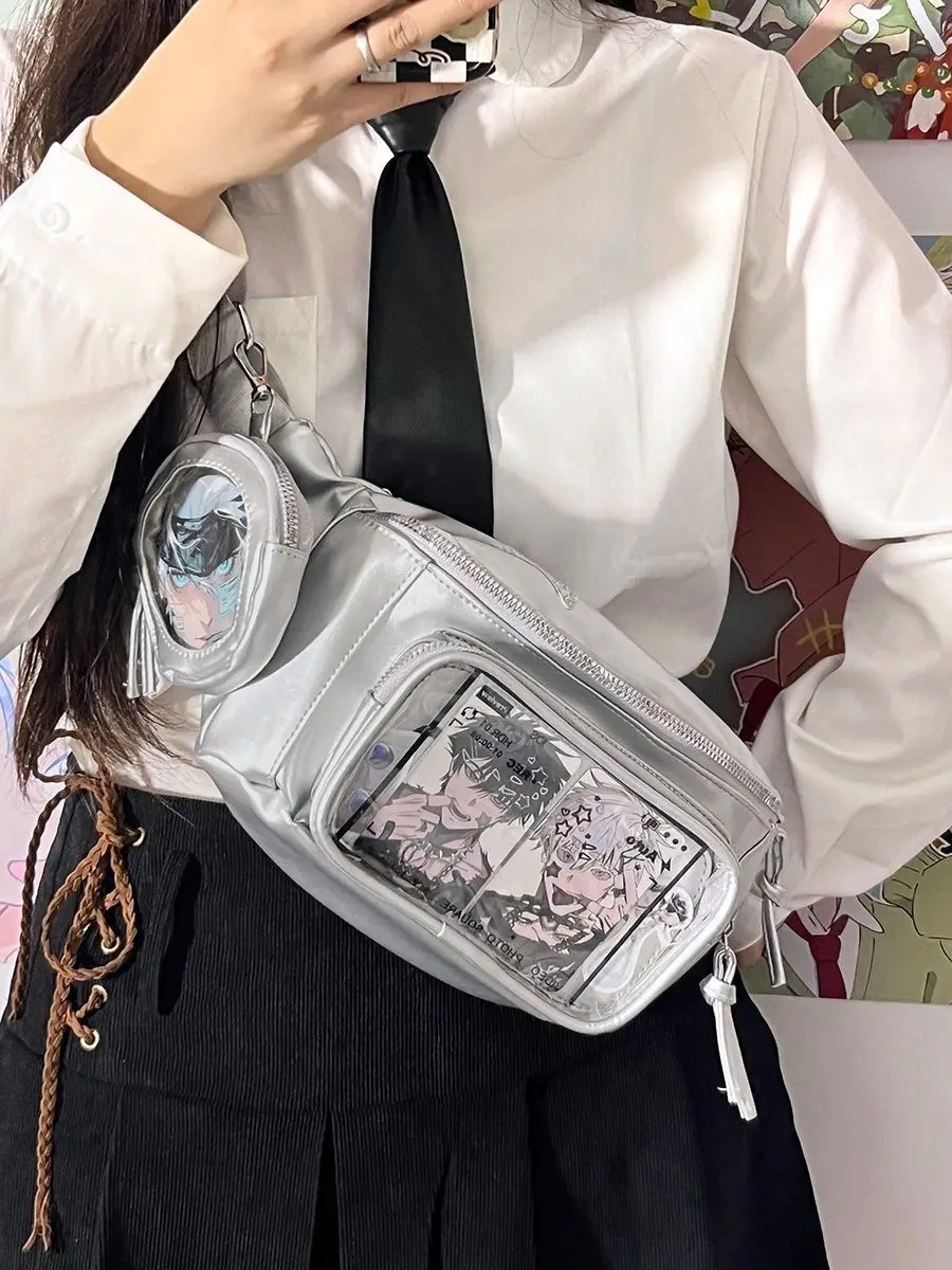 Ita Bag Borsa da donna Borsa da petto in pelle PU Borsa a tracolla con tasca trasparente Borsa a tracolla da donna Borsa a banana da donna