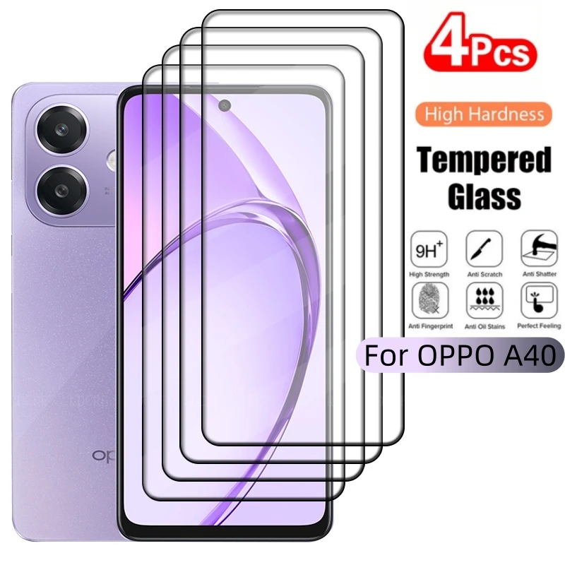4Pcs Für OPPO A40 Glas OPPO A40 EINE 40 Gehärtetem Glas HD 9H Telefon Schutzhülle Volle Abdeckung kleber Für Screen Protector OPPO A40 6,67