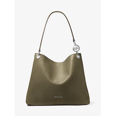 Michael Kors Christina Large Pebbled Leather Shoulder Bag Green One Size