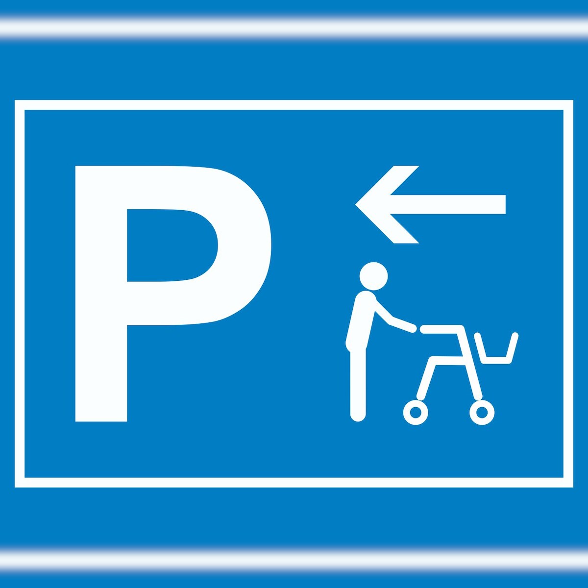 HB-Druck Rollator Gehwagen Parkplatz Schild mit Richtungspfeil links waagerecht A0 Rückseite selbstklebend Image
