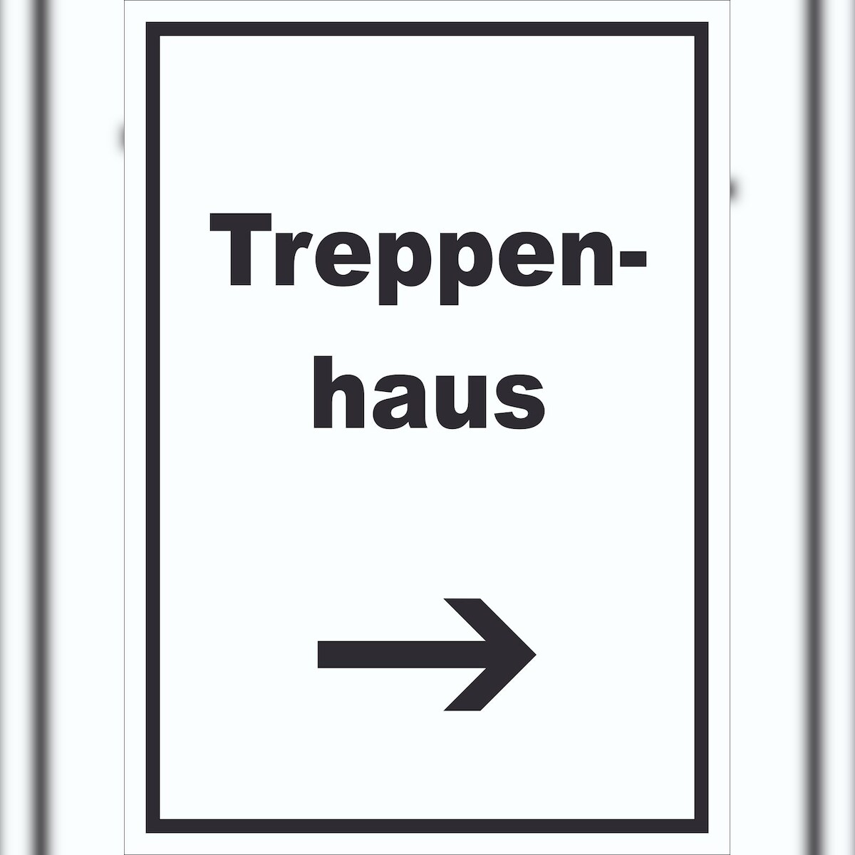 HB-Druck Treppenhaus Schild mit Text und Richtungspfeil rechts Stufen steigen hochkant A4 Rückseite selbstklebend Image