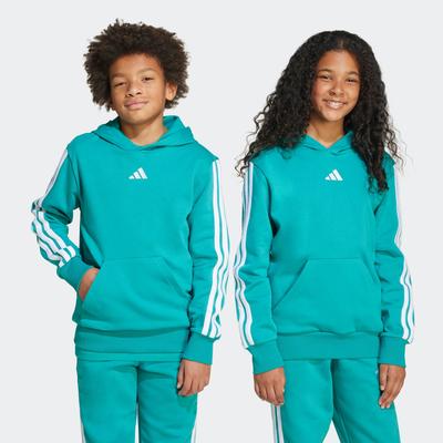 Kapuzensweatshirt ADIDAS SPORTSWEAR "J 3S FL HD 225", Kinder, Gr. 176, pure teal, weiß, Obermaterial: 71% Baumwolle, 29% Polyester, sportlich, Sweatshirts Image