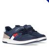 Sneaker TOMMY HILFIGER, Kinder, Gr. 30, blau (blau, beige), Synthetik, sportlich, Schuhe, Retro Sneaker, Klettschuh mit Gummizug
