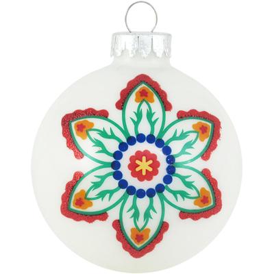 Weihnachtsbaumkugel KREBS GLAS LAUSCHA "CBK50510, Weihnachtsdeko, Christbaumschmuck, Christbaumkugeln Glas", bunt (weiß, bunt), Ø:6,7cm, Glas, Weihnachtsbaumkugeln, mit Blumendekor Image