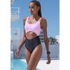 Badeanzug LASCANA ACTIVE, Damen, Gr. 36, N-Gr, schwarz (schwarz, rosa), Recycling-Polyamid, Xtra Life LYCRA, Colorblocking, Badeanzüge, mit modischem Cut-Out