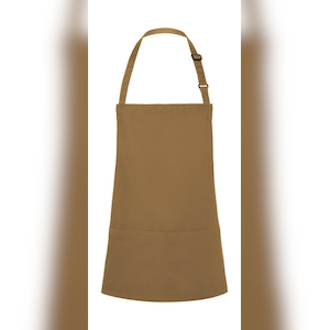Short Bib Apron Basic with Buckle and Pocket: One Size / Camel Image