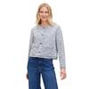 Jackenblazer BETTY & CO "Betty & Co Jerseyjacke langarm", Damen, Gr. 38, blau (dunkelblau, weiß), Obermaterial: 64% Polyester, 34% Baumwolle, 1% Polyester metallisiert, 1% Elasthan., modisch, lässig geschnitten normal, Rundhals, Blazer
