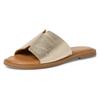 Pantolette TAMARIS, Damen, Gr. 38, gold (goldfarben), Leder, metallic, modisch, Schuhe, Sommerschuh, Schlappen mit breiter Bandage