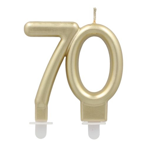 Papstar 12 Jubiläumskerzen mit Halter 7 cm gold "70" Image
