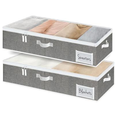 Underbed Storage,Fabric Organizers with Reinforced Handles & Label Holders,2-Pack