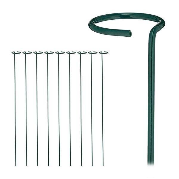 relaxdays 10er-Set Pflanzstäbe Metall 80 cm silber Image