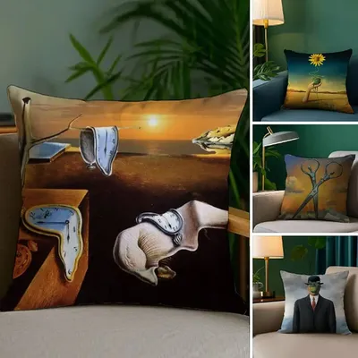 Salvador Dali Pop Art Kissenbezug, Plüschstoff, weicher doppelseitiger Druck, Sofa-Kissenbezug, Überwurf-Kissenbezüge Image