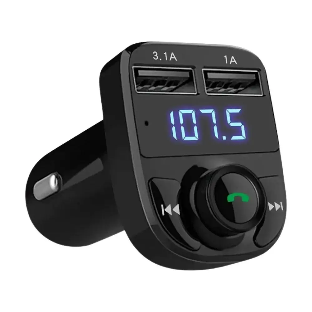 Auto-Bluetooth-FM-Transmitter mit Dual-USB-Schnellladung, Musik-Player, Mikrofon mit Geräuschunterdrückung, Batteriespannung, Anzeige, Knopfsteuerung Image