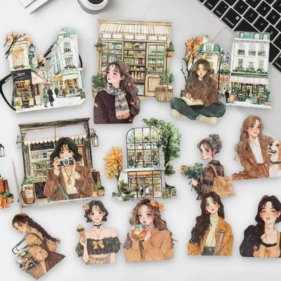 1 Packung/4er Pack Laser Cut White Kraft Sticker Pack Bright Days Series 15 Stück Girlhood Journal Decor Image
